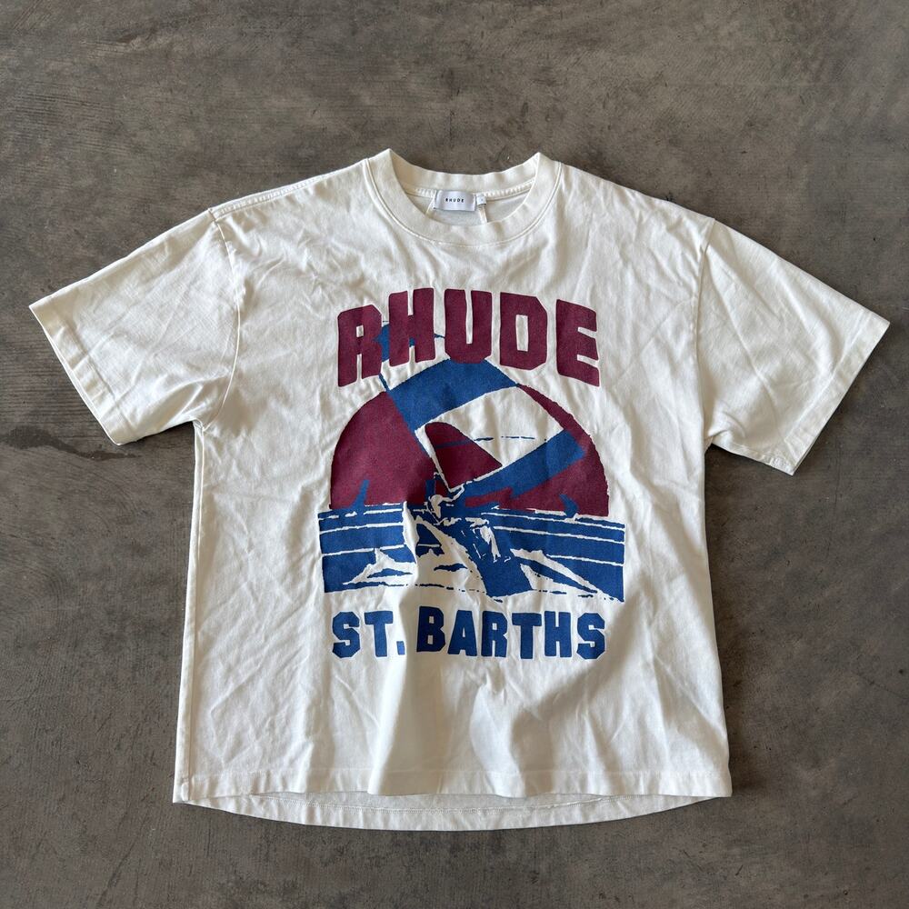 Rhude St. Barths Yacht Graphic T-Shirt White Size L Men's